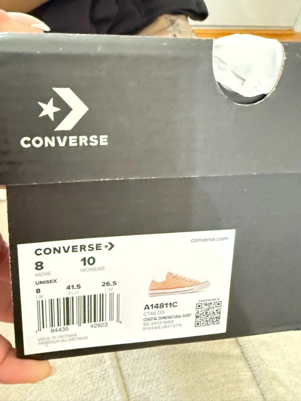 Converse Low-Top Sneakers in Coral & White - Picture 3 of 3